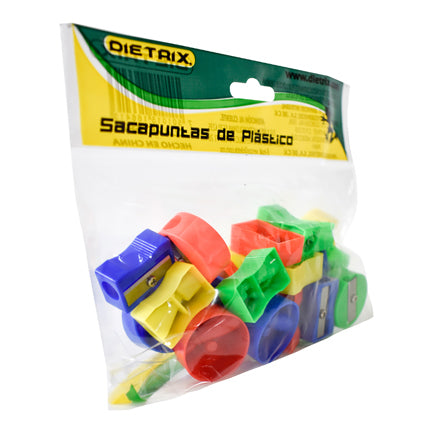 DIETRIX - Sacapuntas Dietrix Plastico un Orificio Colores Surtidos Bolsa c/25