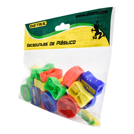 DIETRIX - Sacapuntas Dietrix Plastico un Orificio Colores Surtidos Bolsa c/25