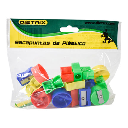 DIETRIX - Sacapuntas Dietrix Plastico un Orificio Colores Surtidos Bolsa c/25