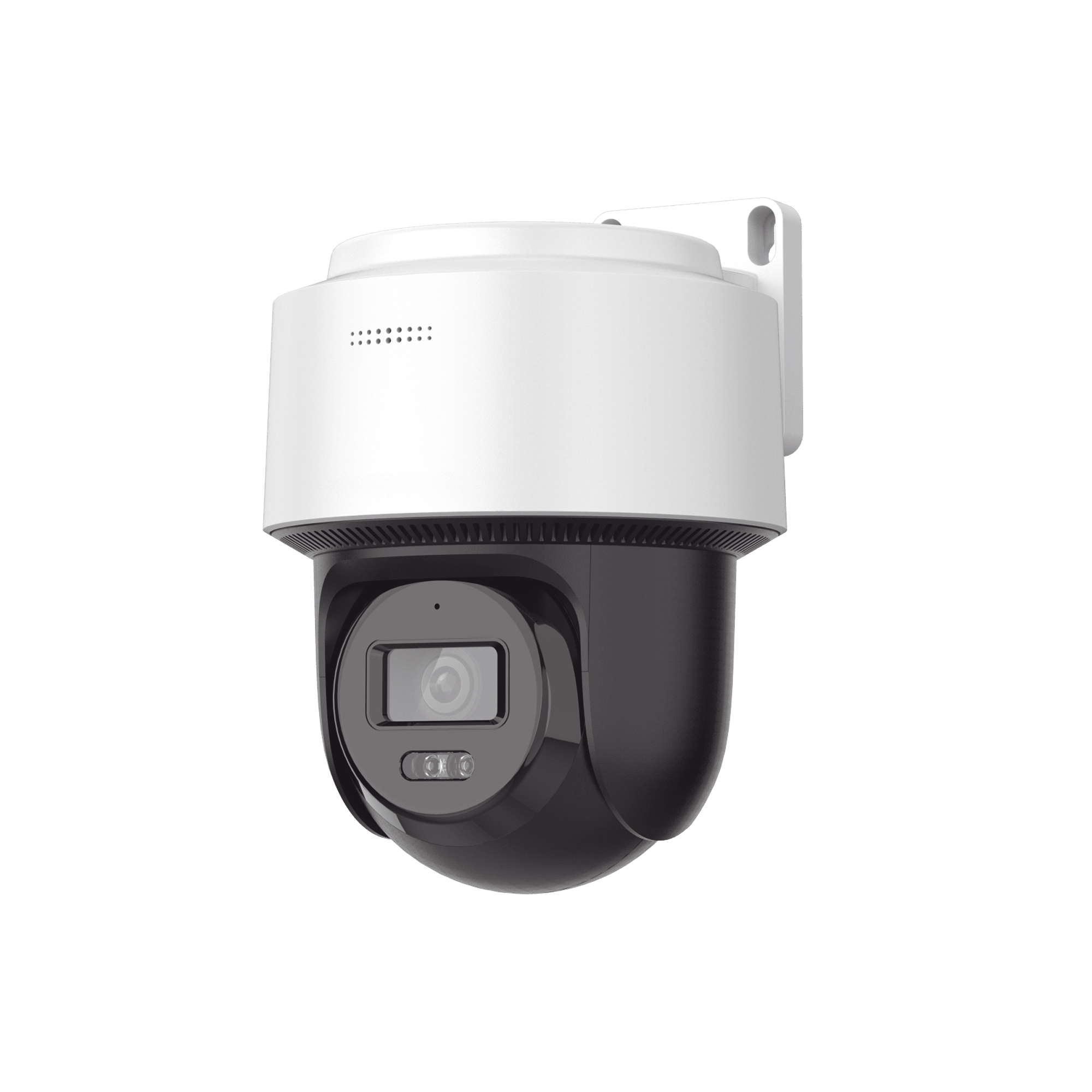 HIKVISION - [SIN MARCA O LOGO][FlexVu] Domo PT IP 4 Megapixel / Lente 4 mm  / Dual Light (30 mts IR + 30 mts Luz Blanca)  / Autoseguimiento en Humanos / PoE / IP66 / Micrófono y Bocina Integrado / Micro SD / Incluye Montaje de Pared o Techo /