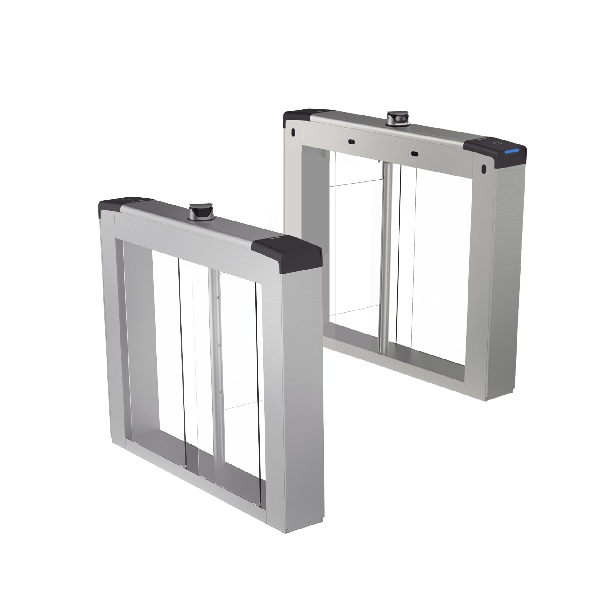 HIKVISION - Kit de Torniquetes Swing (NO Incluye Aletas) / Reconocimiento Facial y Lectores de Tarjeta Incluidos / Bidireccional / 5,000,000 MCBF / 4 Pares de dToF / Carriles Seleccionables de 65 o 90 cms (aletas de acrilico no incluidas)