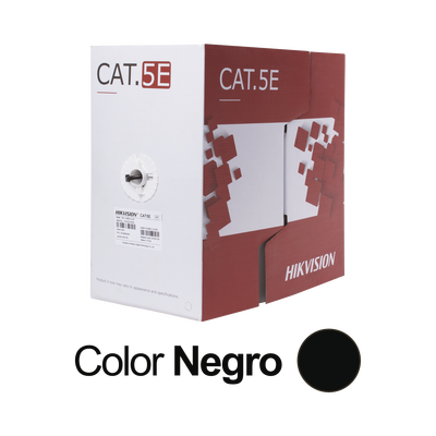 HIKVISION - Bobina de Cable UTP 305 Metros (1000 Pies) / Cat 5E (24 AWG) / Color Negro / PE / Uso en Exterior / 100% Cobre / Aplicaciones de CCTV, Redes de Datos y Enlaces Inalámbricos