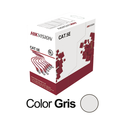 HIKVISION - Bobina de Cable UTP 305 Metros (1000 Pies) / Cat5E (24 AWG) / Color Gris / PVC (CM) / Uso en Interior / 100% Cobre / Aplicaciones de CCTV y Redes de Datos