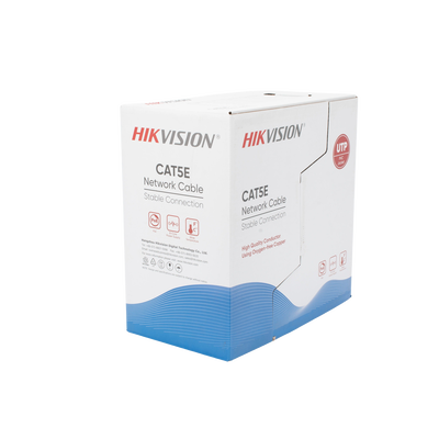 HIKVISION - Bobina de Cable UTP 305 Metros (1000 Pies) / Cat5E (24 AWG) / Color Azul / PVC (CM) / Uso en Interior / 100% Cobre / Aplicaciones de CCTV y Redes de Datos