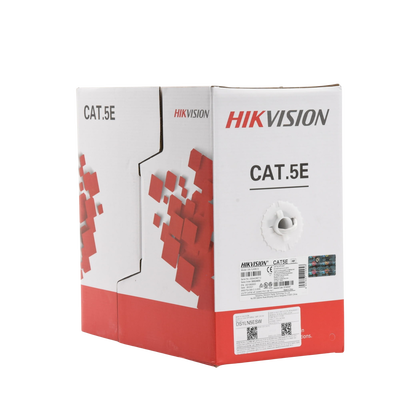 HIKVISION - Bobina de Cable UTP 305 Metros (1000 Pies) / Cat5E (24 AWG) / Color Blanco / PVC (CM) / Uso en Interior / 100% Cobre / Aplicaciones de CCTV y Redes de Datos