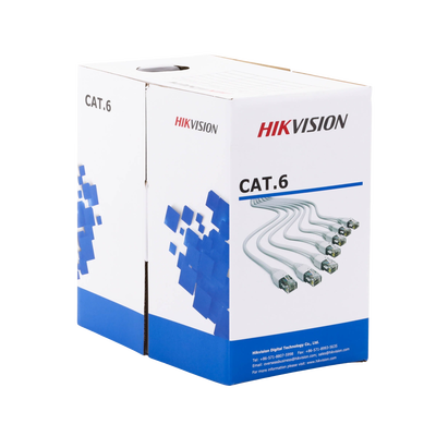 HIKVISION - Bobina de Cable de 305 Metros (1000 Pies) Cat 6 / 100% Cobre / Color Blanco / Uso en Interior / PVC