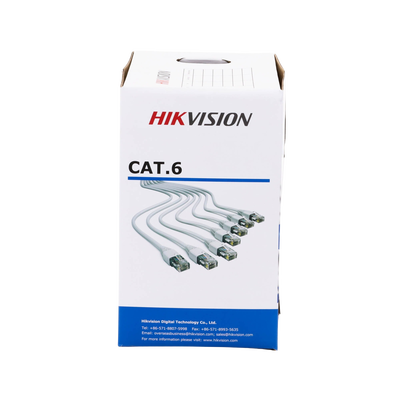 HIKVISION - Bobina de Cable de 305 Metros (1000 Pies) Cat 6 / 100% Cobre / Color Blanco / Uso en Interior / PVC