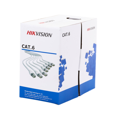 HIKVISION - Bobina de Cable de 305 Metros (1000 Pies) Cat 6 / 100% Cobre / Color Blanco / Uso en Interior / PVC
