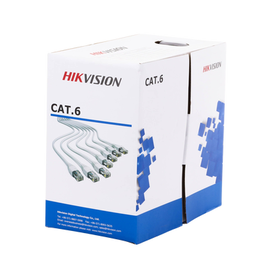 HIKVISION - Bobina de Cable de 305 Metros (1000 Pies) Cat 6 / 100% Cobre / Color Blanco / Uso en Interior / PVC