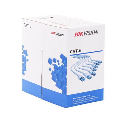 HIKVISION - Bobina de Cable de 305 m (1000 ft) Cat 6 / 100% Cobre / Color Azul / Uso en Interior / PVC