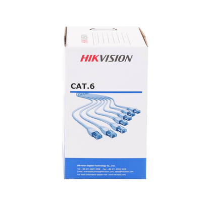HIKVISION - Bobina de Cable de 305 m (1000 ft) Cat 6 / 100% Cobre / Color Azul / Uso en Interior / PVC