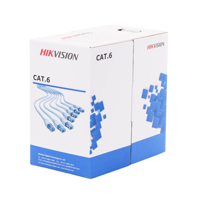 HIKVISION - Bobina de Cable de 305 m (1000 ft) Cat 6 / 100% Cobre / Color Azul / Uso en Interior / PVC
