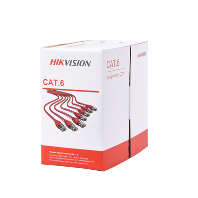 HIKVISION - Bobina de cable UTP 305 mts / Cat6 (23 AWG) / Color Gris / PVC (CM) / Uso en Interior / 100% Cobre / Aplicaciones de CCTV y Redes de Datos