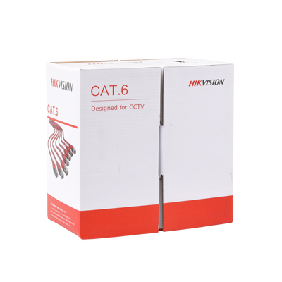 HIKVISION - Bobina de cable UTP 305 mts / Cat6 (23 AWG) / Color Gris / PVC (CM) / Uso en Interior / 100% Cobre / Aplicaciones de CCTV y Redes de Datos
