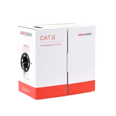 HIKVISION - Bobina de cable UTP 305 mts / Cat6 (23 AWG) / Color Gris / PVC (CM) / Uso en Interior / 100% Cobre / Aplicaciones de CCTV y Redes de Datos