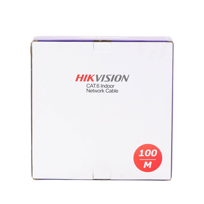 HIKVISION - Bobina de Cable UTP 100 Mts / Cat 6 (23 AWG) / Color Blanco / PVC (CM) / Uso en Interior / 100% Cobre / Aplicaciones de CCTV y Redes de Datos
