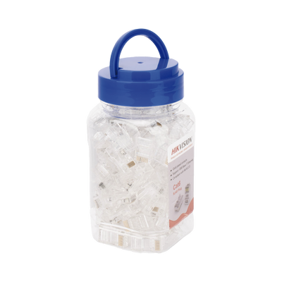HIKVISION - Bote con 100 Piezas de Plug Modular RJ45 / Cat 6 / Chapado en Oro a 30 Micras / Sin Blindaje / Fácil Instalación / Uso Interior / Soporta Norma TIA-568B / Cumple con RoHS 2.0