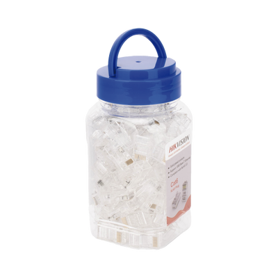 HIKVISION - Bote con 100 Piezas de Plug Modular RJ45 / Cat 6 / Chapado en Oro a 30 Micras / Sin Blindaje / Fácil Instalación / Uso Interior / Soporta Norma TIA-568B / Cumple con RoHS 2.0