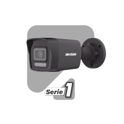HIKVISION - [Dual Light] Bala IP 4 Megapixel / Color Negro /  Lente 2.8 mm / 30 mts IR + 30 mts Luz Blanca / Micrófono Integrado / ACUSENSE Lite / Exterior IP67 / H.265 / PoE  / Micro SD