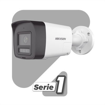 HIKVISION - [PROTECCIÓN ACTIVA] Bala IP 4 Megapixel / Lente 2.8 mm / Dual Light (30 mts IR + 20 mts Luz Blanca)  / Audio de Dos Vías /  Luz Intermitente y Alerta de Audio / Micrófono Integrado / ACUSENSE Lite / Exterior IP67 / H.265 / PoE