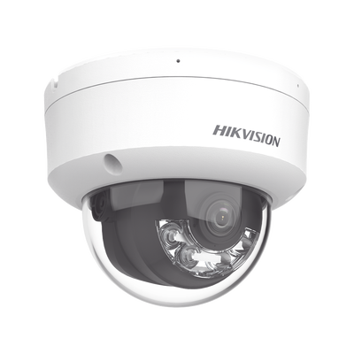 HIKVISION - [Dual Light] Domo IP 2 Megapixel / Lente 2.8 mm / 30 mts IR + Luz Blanca / Micrófono Integrado / Antivandálico IK08 / ACUSENSE Lite / Exterior IP67 / H.265+/H.264+ / PoE / ONVIF (Profile S/T)