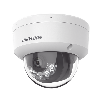 HIKVISION - [Dual Light] Domo IP 2 Megapixel / Lente 2.8 mm / 30 mts IR + Luz Blanca / Micrófono Integrado / Antivandálico IK08 / ACUSENSE Lite / Exterior IP67 / H.265+/H.264+ / PoE / ONVIF (Profile S/T)