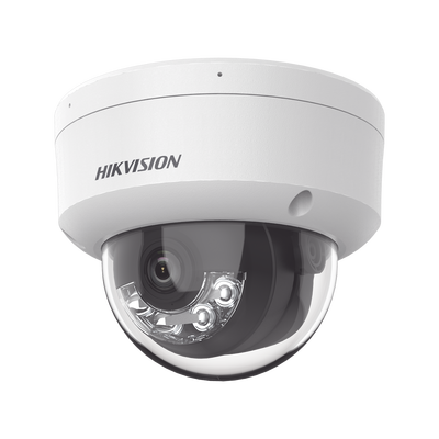 HIKVISION - [Dual Light] Domo IP 2 Megapixel / Lente 2.8 mm / 30 mts IR + 30 mts Luz Blanca / Micrófono Integrado / Antivandálico IK08 / ACUSENSE Lite / Exterior IP67 / H.265 / PoE / ONVIF / Micro SD