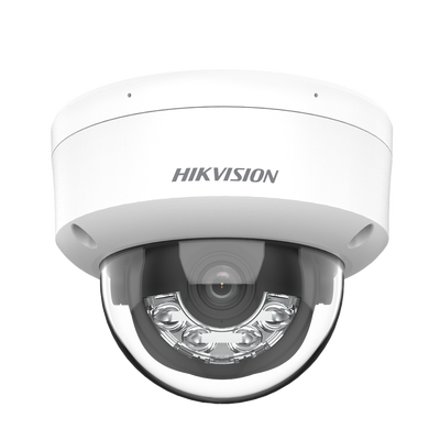 HIKVISION - [Dual Light] Domo IP 8 Megapixel (4K) / Lente 2.8 mm / 30 mts IR + 30 mts Luz Blanca / Micrófono Integrado / IK08 / ACUSENSE Lite / Exterior IP67 / H.265 / PoE / ONVIF