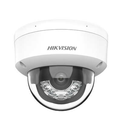 HIKVISION - [Dual Light] Domo IP 8 Megapixel (4K) / Lente 2.8 mm / 30 mts IR + 30 mts Luz Blanca / Micrófono Integrado / Antivandálico IK08 / ACUSENSE Lite / Exterior IP67 / H.265 / PoE / Micro SD