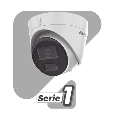 HIKVISION - [Dual Light] Turret IP 2 Megapixel / Lente 2.8 mm / 30 mts IR + 30 mts Luz Blanca / Micrófono Integrado / ACUSENSE Lite / Exterior IP67 / H.265 / PoE / ONVIF / Micro SD