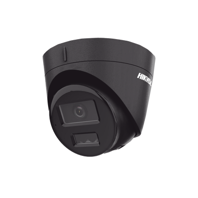 HIKVISION - [Dual Light] Turret IP 4 Megapixel / Color Negro /  Lente 2.8 mm / 30 mts IR + 30 mts Luz Blanca / Micrófono Integrado / ACUSENSE Lite / Exterior IP67 / H.265 / PoE / ONVIF / Micro SD
