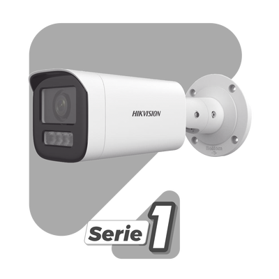 HIKVISION - Bala IP 4 Megapíxel / Lente Motorizado 2.8 a 12 mm / Dual Light (50 mts IR + 50 mts Luz Blanca) / ACUSENSE Lite / Microfono Integrado / Exterior IP67 / WDR 120 dB / PoE  / Micro SD / Alarmas I/O