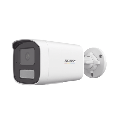 HIKVISION - [Dual Light + ColorVu] Bala IP 2 Megapixel / Lente 4 mm / 50 mts IR + 50 mts Luz Blanca / Micrófono Integrado / ACUSENSE Lite / Exterior IP67 / dWDR / PoE / Micro SD