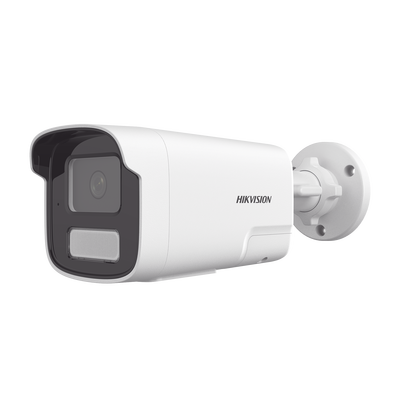 HIKVISION - [PROTECCIÓN ACTIVA] Bala IP 4 Megapíxel / Motion Detection 2.0 (Detección de Humanos y Vehiculos) / Lente 4 mm / Audio de Dos Vías / Luz Intermitente y Alerta de Audio / 50 Mts IR EXIR 2.0 / Exterior IP67 / WDR 120 dB / PoE
