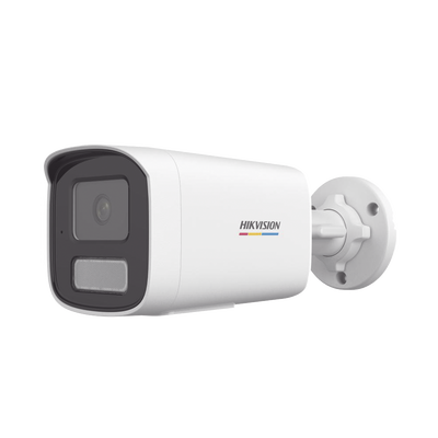 HIKVISION - [Dual Light + ColorVu] Bala IP 4 Megapixel / Lente 4 mm / 50 mts IR + 50 mts Luz Blanca / Micrófono Integrado / ACUSENSE Lite / Exterior IP67 / WDR 120 dB / PoE / Micro SD