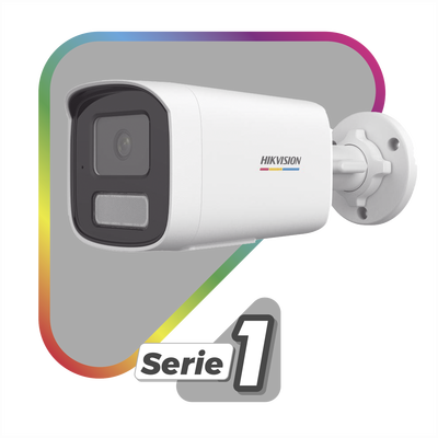 HIKVISION - [Dual Light + ColorVu] Bala IP 6 Megapixel / Lente 4 mm / 50 mts IR + 50 mts Luz Blanca / Micrófono Integrado / ACUSENSE Lite / Exterior IP67 / WDR 120 dB / PoE / Micro SD