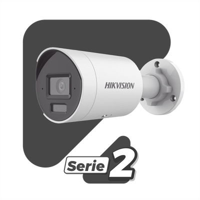 HIKVISION - [Dual Light + 2 Micrófonos Integrados] Bala IP 2 Megapixel / Lente 2.8 mm / 40 mts Luz Blanca + 40 mts IR / ACUSENSE / Exterior IP67 / WDR 120 dB / PoE  / Micro SD / Metal / ACUSEARCH