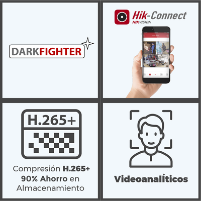 HIKVISION - Bala IP 8 Megapixel (4K) / 30 metros IR EXIR / Lente 2.8 mm / WDR 120 dB / PoE / Exterior IP67 / IK10 / Videoanaliticos Integrados / Onvif / MicroSD