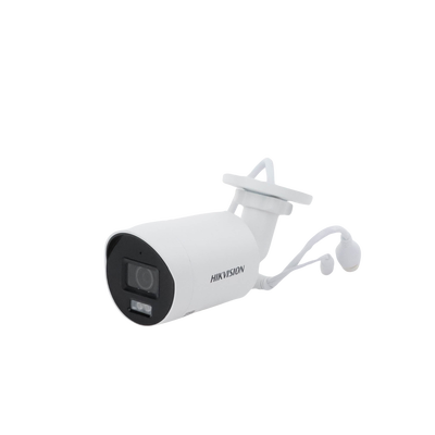 HIKVISION - [Dual Light + ColorVu] Bala IP 8 Megapixel (4K) / Lente 2.8 mm / 40 mts IR + 40 mts Luz Blanca /  Microfono Integrado / Exterior IP67 /   WDR 130 dB / ACUSENSE (Filtro de Falsas Alarmas) / Captura Facial / PoE / Metal / ACUSEARCH
