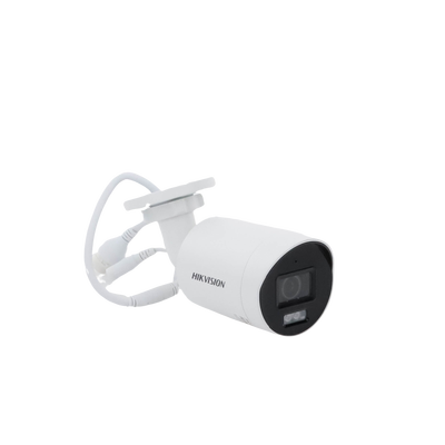 HIKVISION - [Dual Light + ColorVu] Bala IP 8 Megapixel (4K) / Lente 2.8 mm / 40 mts IR + 40 mts Luz Blanca /  Microfono Integrado / Exterior IP67 /   WDR 130 dB / ACUSENSE (Filtro de Falsas Alarmas) / Captura Facial / PoE / Metal / ACUSEARCH