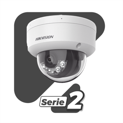 HIKVISION - [Dual Light + 2 Micrófonos Integrados] Domo IP 2 Megapixel / Lente 2.8 mm / 30 mts Luz Blanca + 30 mts IR / ACUSENSE / Exterior IP67 / IK10 / WDR 120 dB / PoE / ONVIF / Micro SD / Metal / ACUSEARCH