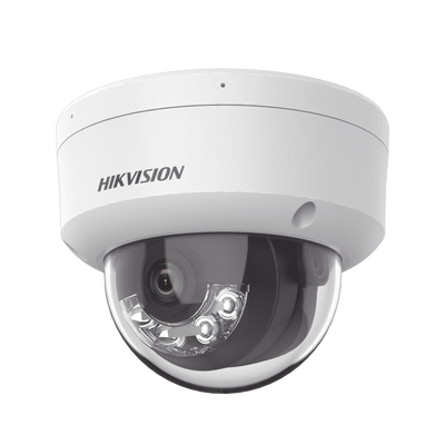 HIKVISION - [Dual Light + 2 Micrófonos Integrados] Domo IP 4 Megapixel / Lente 2.8 mm / 30 mts Luz Blanca + 30 mts IR / ACUSENSE / Exterior IP67 / IK10 / WDR 120 dB / PoE / ONVIF / Micro SD / Metal / ACUSEARCH