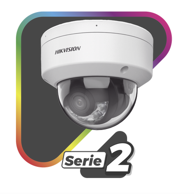 HIKVISION - [Dual Light + ColorVu] Domo IP 4 Megapixel / Lente 2.8 mm / 30 mts IR + 30 mts Luz Blanca /  Microfono Integrado / Audio y Alarmas I/O / Exterior IP67 /  IK10 / WDR 130 dB / ACUSENSE / Captura Facial / ACUSEARCH / ColorVu 2.0
