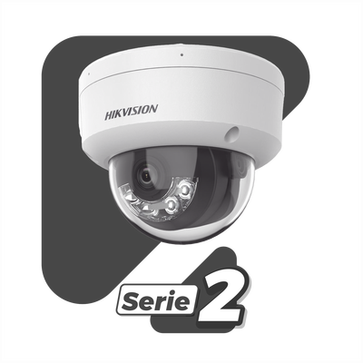 HIKVISION - [Dual Light + 2 Micrófonos Integrados] Domo IP 6 Megapixel / Lente 2.8 mm / 30 mts Luz Blanca + 30 mts IR / ACUSENSE / Exterior IP67 / IK10 / WDR 120 dB / PoE / ONVIF / Micro SD / Metal / ACUSEARCH