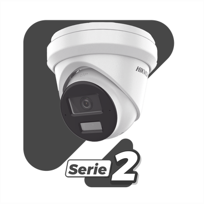 HIKVISION - [Dual Light + 2 Micrófonos Integrados] Turret IP 4 Megapixel / Lente 2.8 mm / 30 mts Luz Blanca + 30 mts IR / ACUSENSE / Exterior IP67 / WDR 120 dB / PoE / ONVIF / Micro SD/SDHC/SDXC / Metal / ACUSEARCH