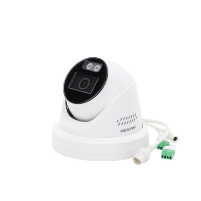 HIKVISION - [Dual Light + ColorVu] Turret IP 4 Megapixel / Lente 2.8 mm / 30 mts IR + 30 mts Luz Blanca / Exterior IP67 / Luz Intermitente y Alerta de Audio / Micrófono Integrado / Videoanaliticos (Filtro de Falsas Alarmas) / WDR 130 dB / Captura Facial