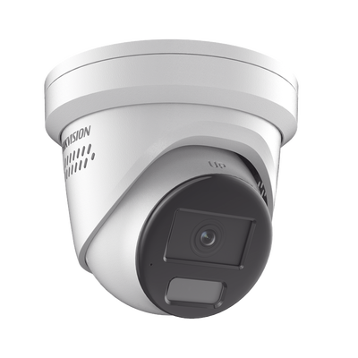 HIKVISION - [Dual Light + ColorVu] Turret IP 4 Megapixel / Lente 2.8 mm / 30 mts IR + 30 mts Luz Blanca / Exterior IP67 / Luz Intermitente y Alerta de Audio / Micrófono Integrado / Videoanaliticos (Filtro de Falsas Alarmas) / WDR 130 dB / Captura Facial