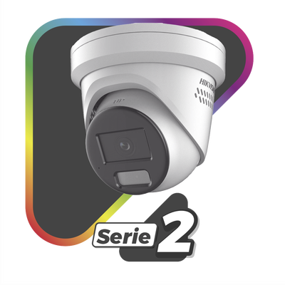 HIKVISION - [Dual Light + ColorVu] Turret IP 4 Megapixel / Lente 2.8 mm / 30 mts IR + 30 mts Luz Blanca / Exterior IP67 / Luz Intermitente y Alerta de Audio / Micrófono Integrado / Videoanaliticos (Filtro de Falsas Alarmas) / WDR 130 dB / Captura Facial
