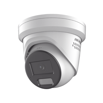 HIKVISION - [Dual Light + ColorVu] Turret IP 4 Megapixel / Lente 2.8 mm / 30 mts IR + 30 mts Luz Blanca / Exterior IP67 / Luz Intermitente y Alerta de Audio / Micrófono Integrado / Videoanaliticos (Filtro de Falsas Alarmas) / WDR 130 dB / Captura Facial
