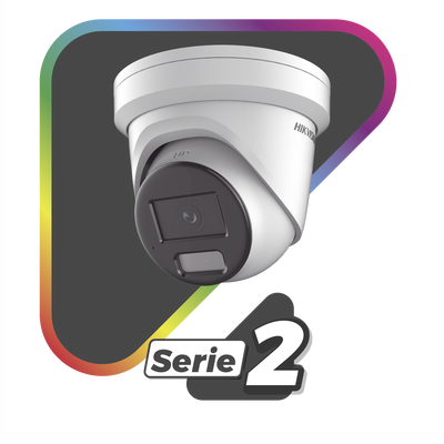 HIKVISION - [Dual Light + ColorVu] Turret IP 4 Megapixel / Lente 2.8 mm / 40 mts IR + 40 mts Luz Blanca /  Microfono Integrado  / Exterior IP67 /   WDR 130 dB / ACUSENSE / Captura Facial / ACUSEARCH
